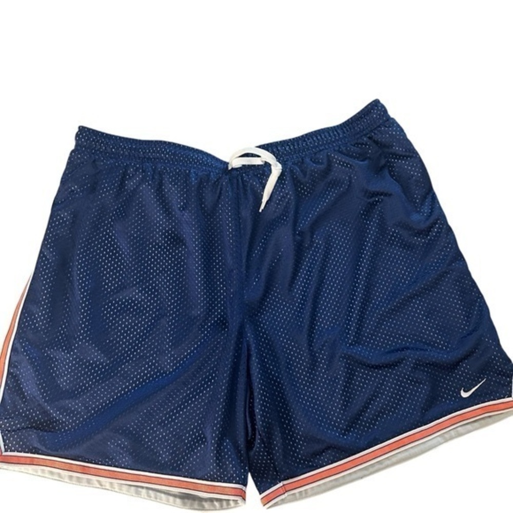 Nike Shorts Womens X-Large Navy Orange Swoosh Logo Athletic Drawstring Gym